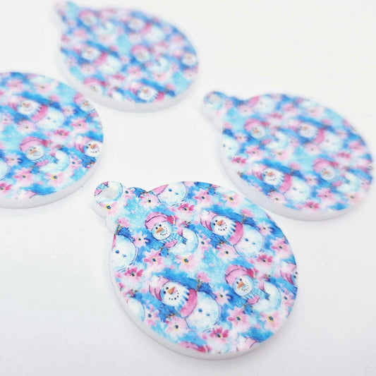 snowman wonderland pink blue UV print baubles Christmas Xmas tree DIY earring supplies laser cut acrylic dangles blanks