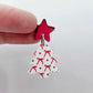 pink white candy stripes red bows heart UV print Christmas Xmas mini tree DIY earring supplies laser cut acrylic dangles blanks