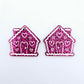 hot pink glitter gingerbread houses Christmas Xmas DIY earring supplies laser cut acrylic dangles blanks engraved paint fill icing frosting