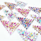 pink carnival purple blue gold bubble glitter zigzag Christmas tree DIY acrylic earring supplies dangles blanks mixed pack