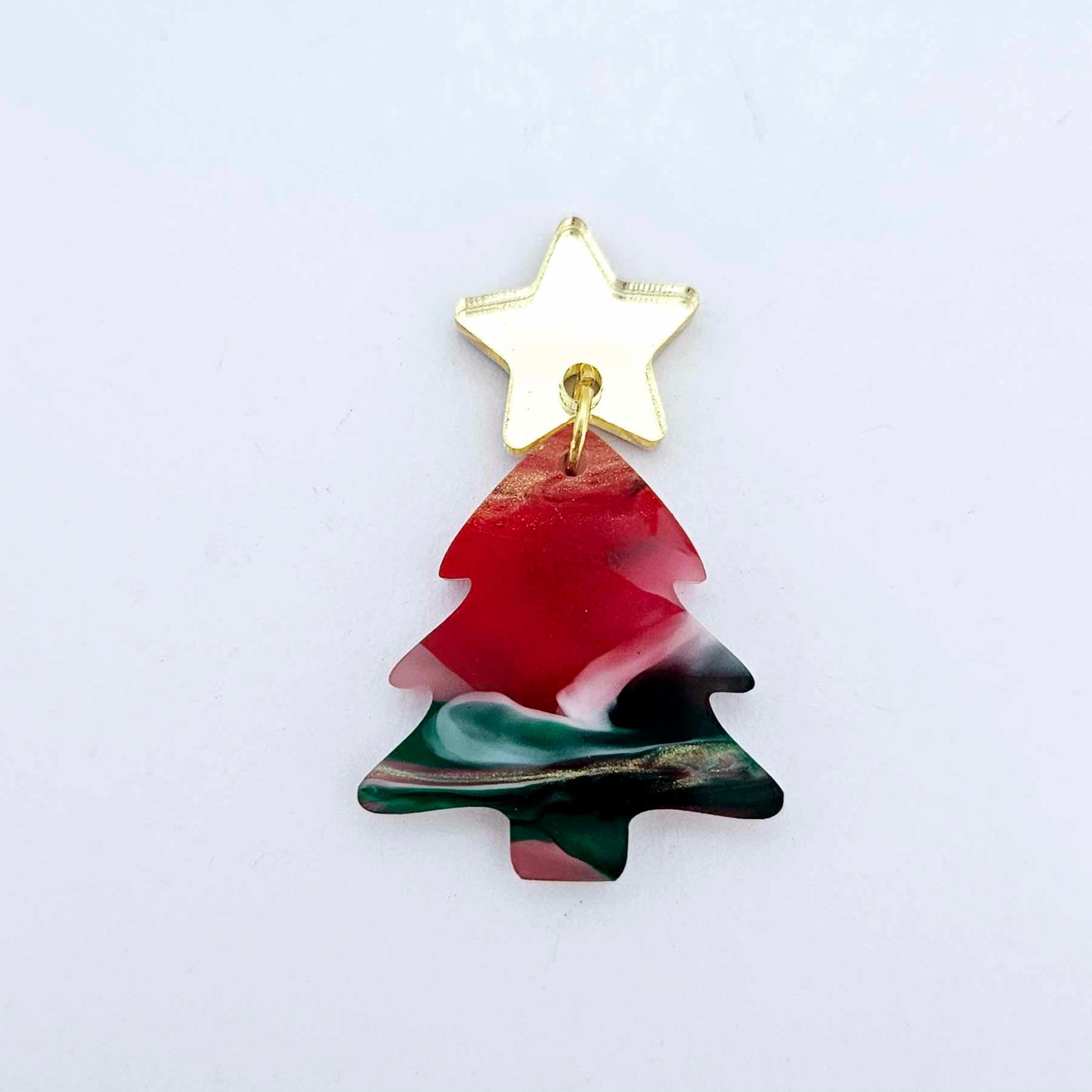 red green white gold marble swirl acrylic mini Christmas Xmas tree DIY earring supplies laser cut blanks dangles