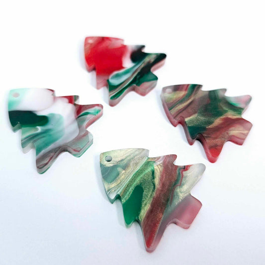 red green white gold marble swirl acrylic mini Christmas Xmas tree DIY earring supplies laser cut blanks dangles