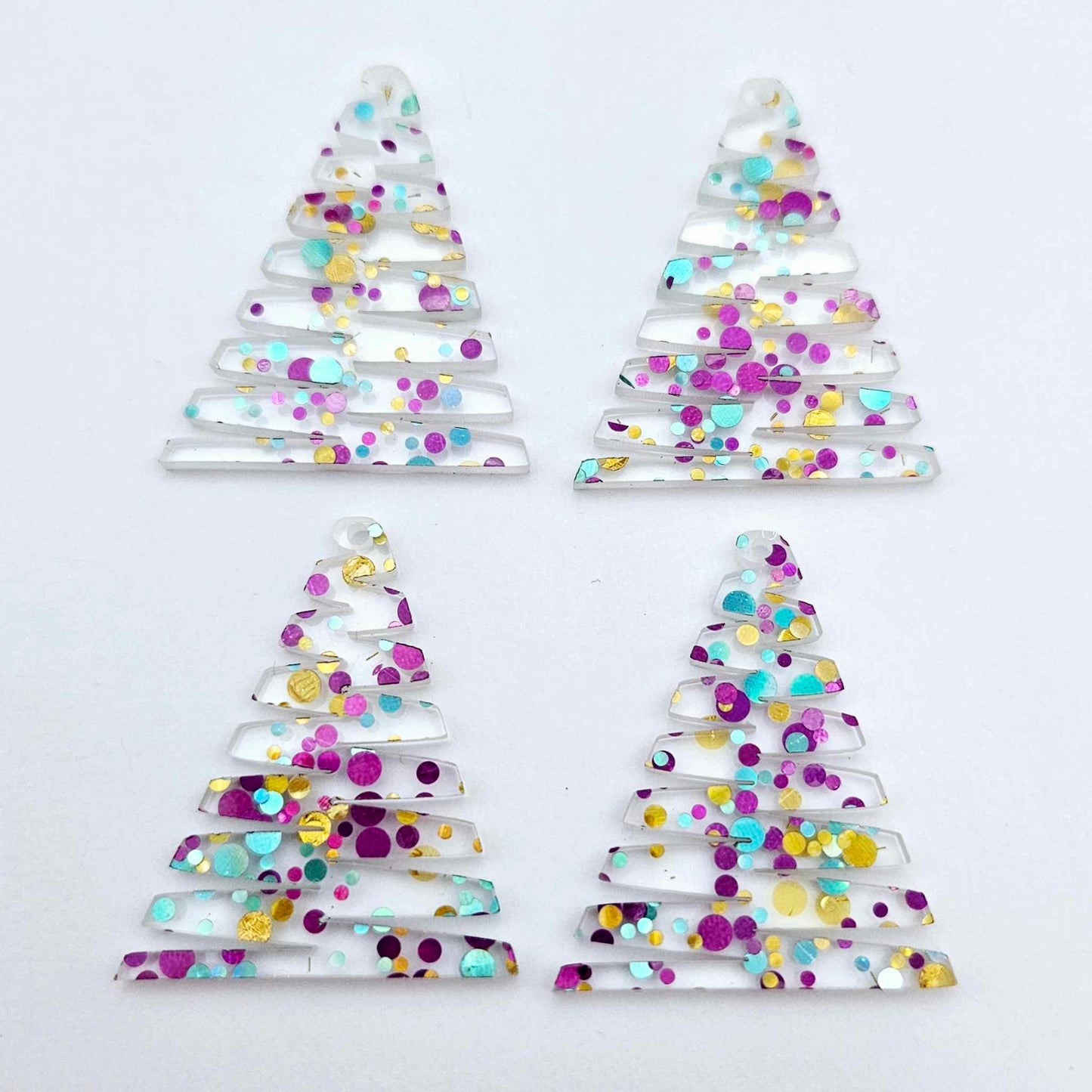 purple blue gold bubble glitter zigzag Christmas tree DIY acrylic earring supplies dangles blanks