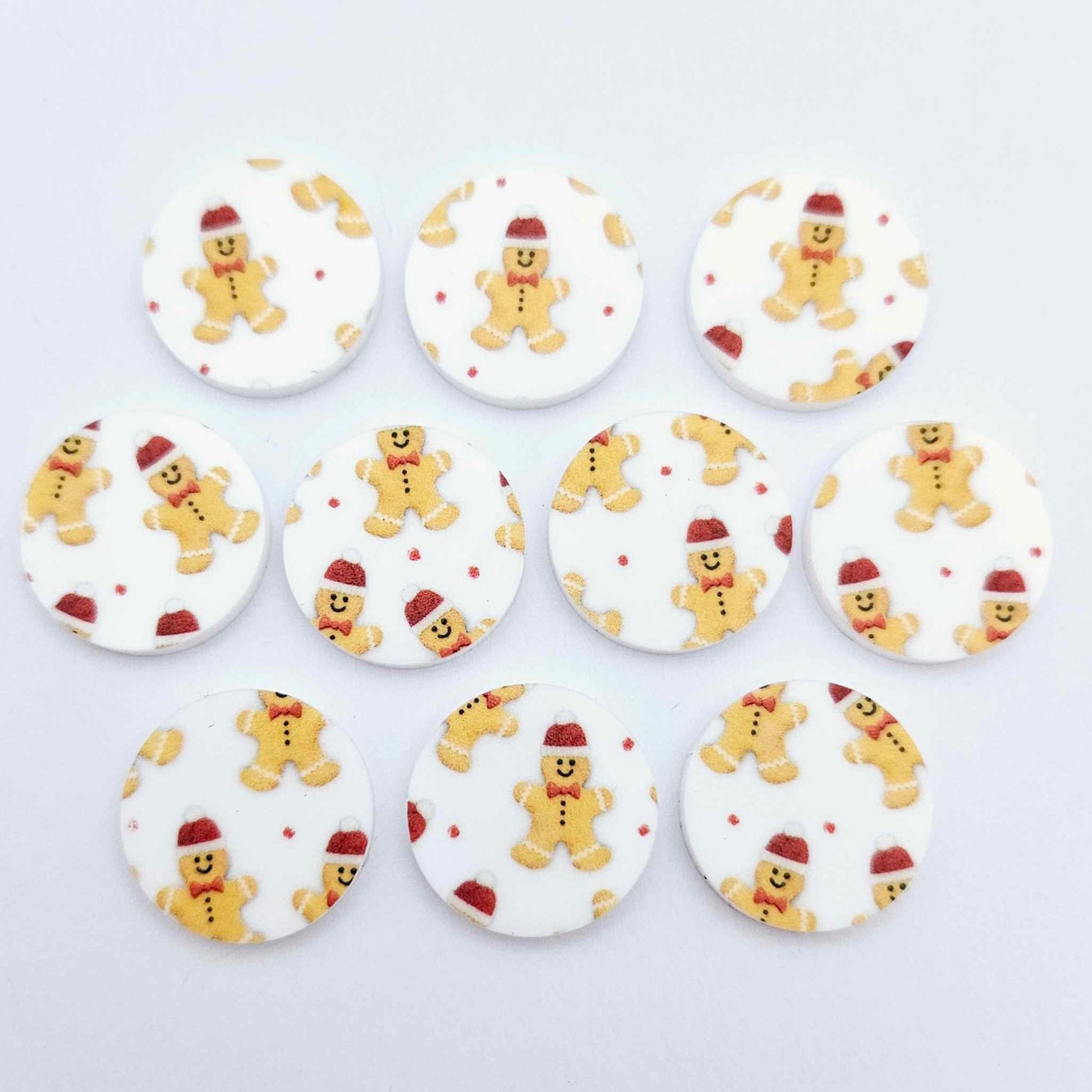 20mm circle gingerbread man men in santa hats cute UV print Christmas Xmas DIY earring supplies laser cut acrylic studs blanks