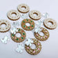 rose gold glitter wreath Christmas Xmas silver mirror bows DIY earring supplies laser cut acrylic studs blanks engraved paint filled baubles statement