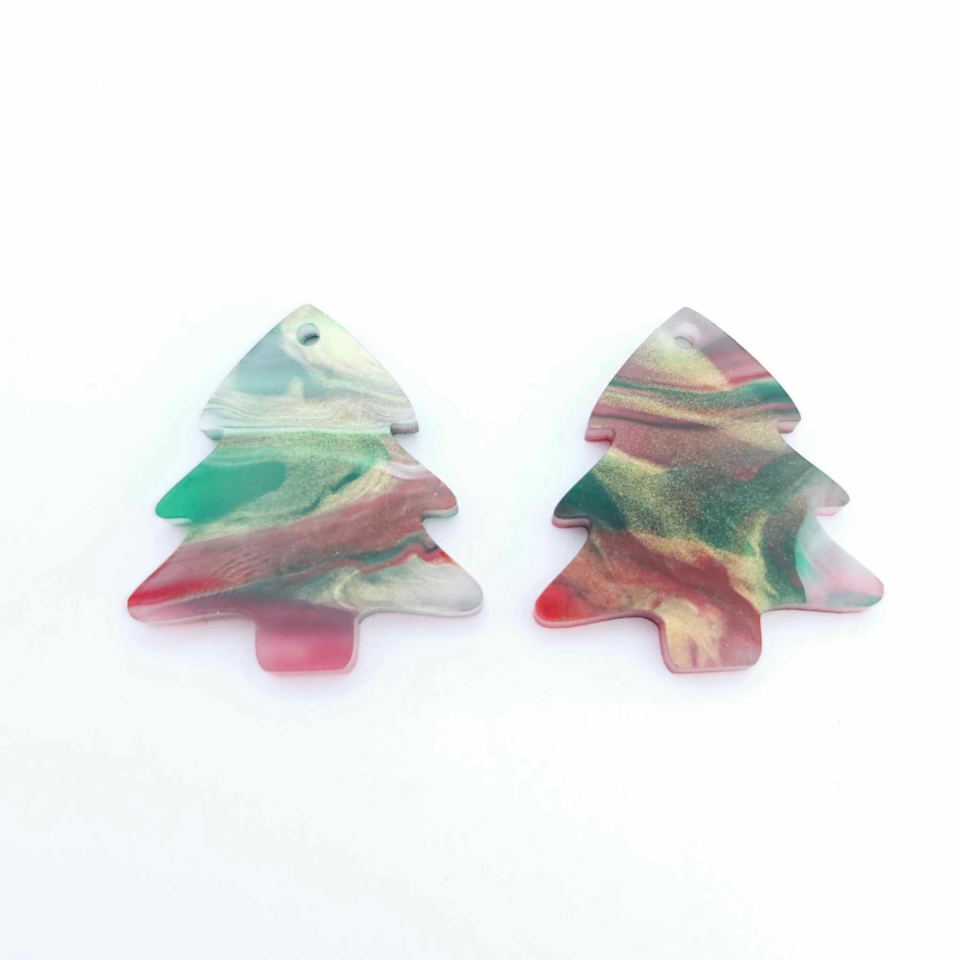 red green white gold marble swirl acrylic mini Christmas Xmas tree DIY earring supplies laser cut blanks dangles