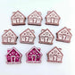 hot pink glitter gingerbread houses Christmas Xmas DIY earring supplies laser cut acrylic studs blanks engraved paint fill icing frosting
