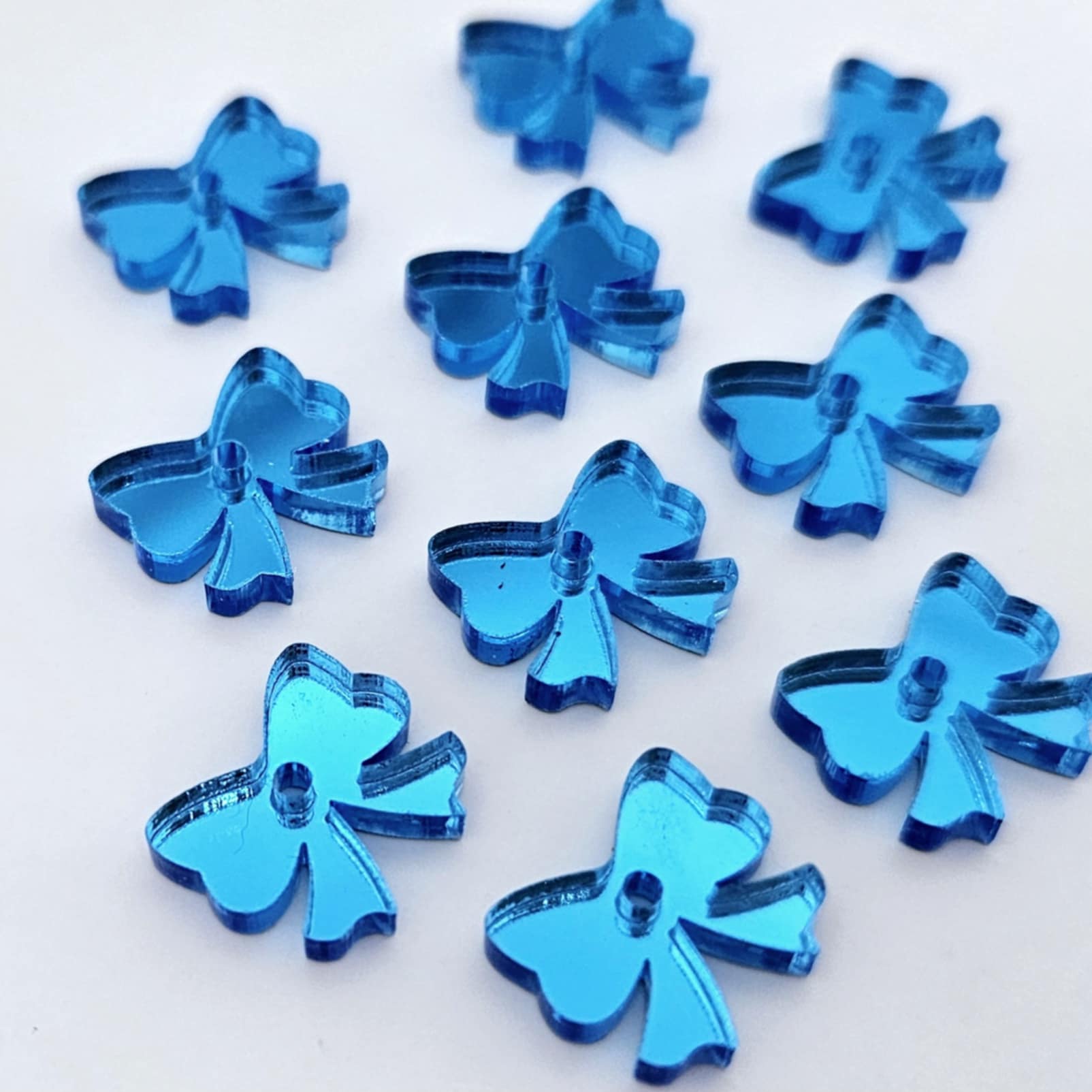 blue mirror bows ribbon Christmas DIY earring supplies laser cut acrylic dangles blanks accompaniments