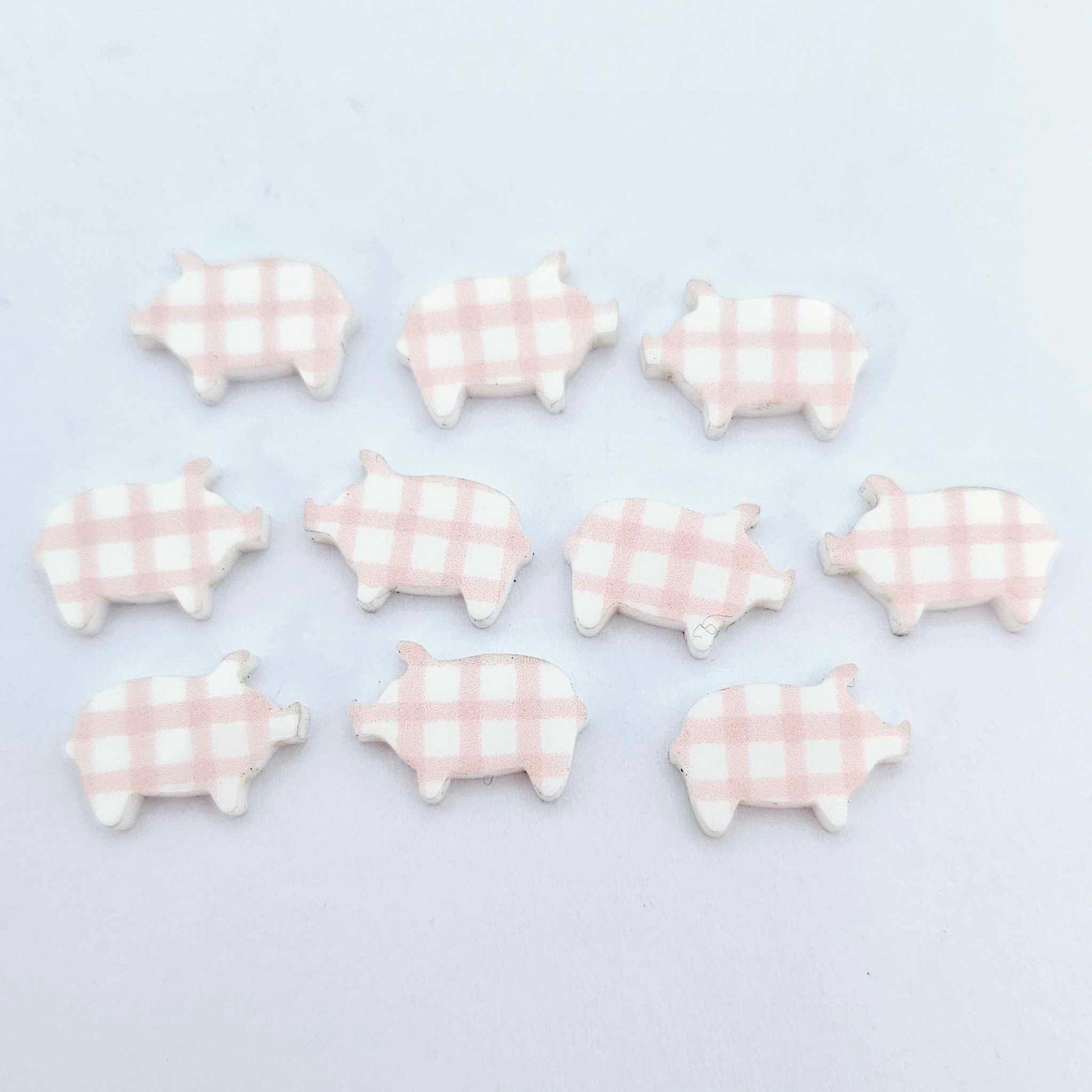 pink gingham uv print pigs farm country DIY earring supplies laser cut acrylic studs blanks