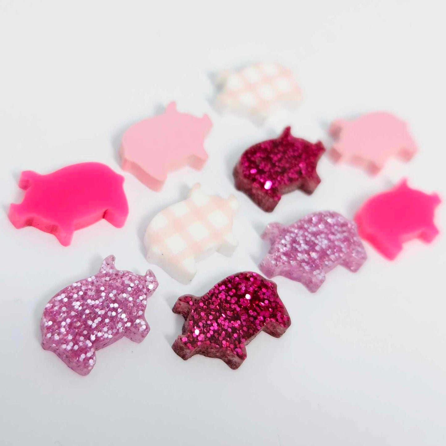 pink gingham uv print glitter pastel pigs farm country DIY earring supplies laser cut acrylic studs blanks mixed pack