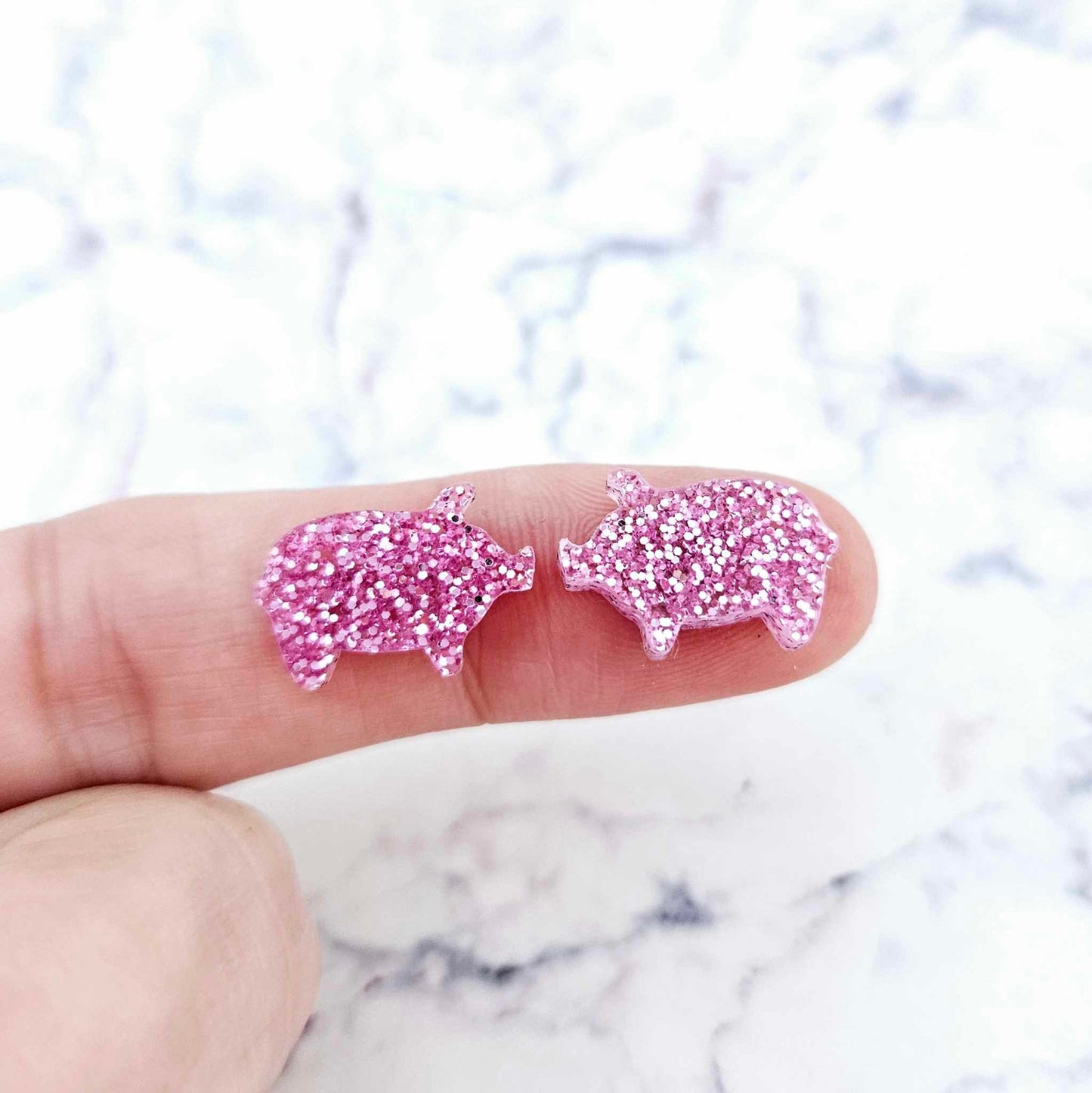pink glitter pigs farm country DIY earring supplies laser cut acrylic studs blanks mixed pack