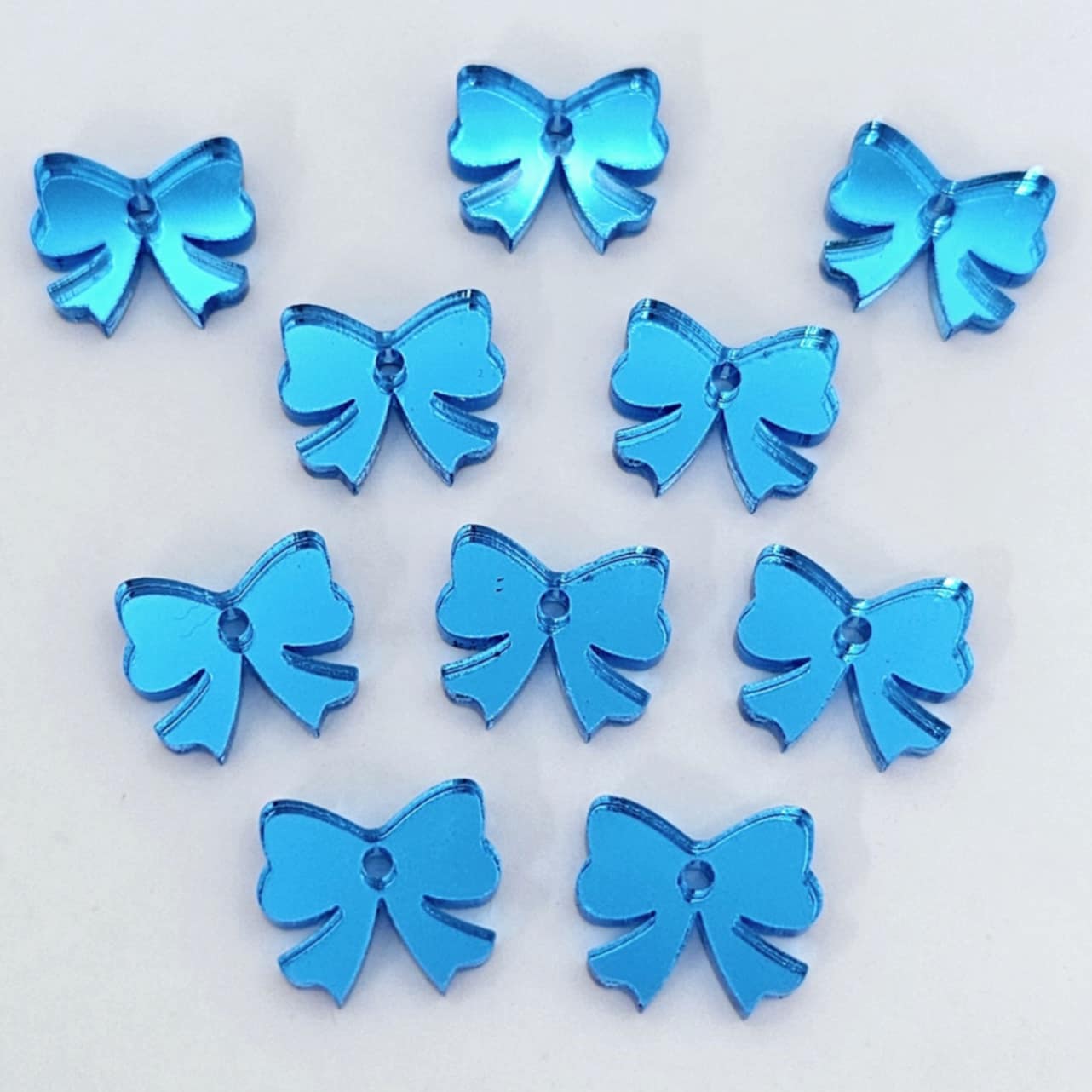 blue mirror bows ribbon Christmas DIY earring supplies laser cut acrylic dangles blanks accompaniments