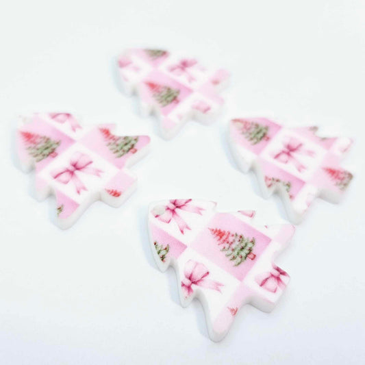 pink trees bows patchwork UV print mini petite DIY earring supplies laser cut acrylic blanks