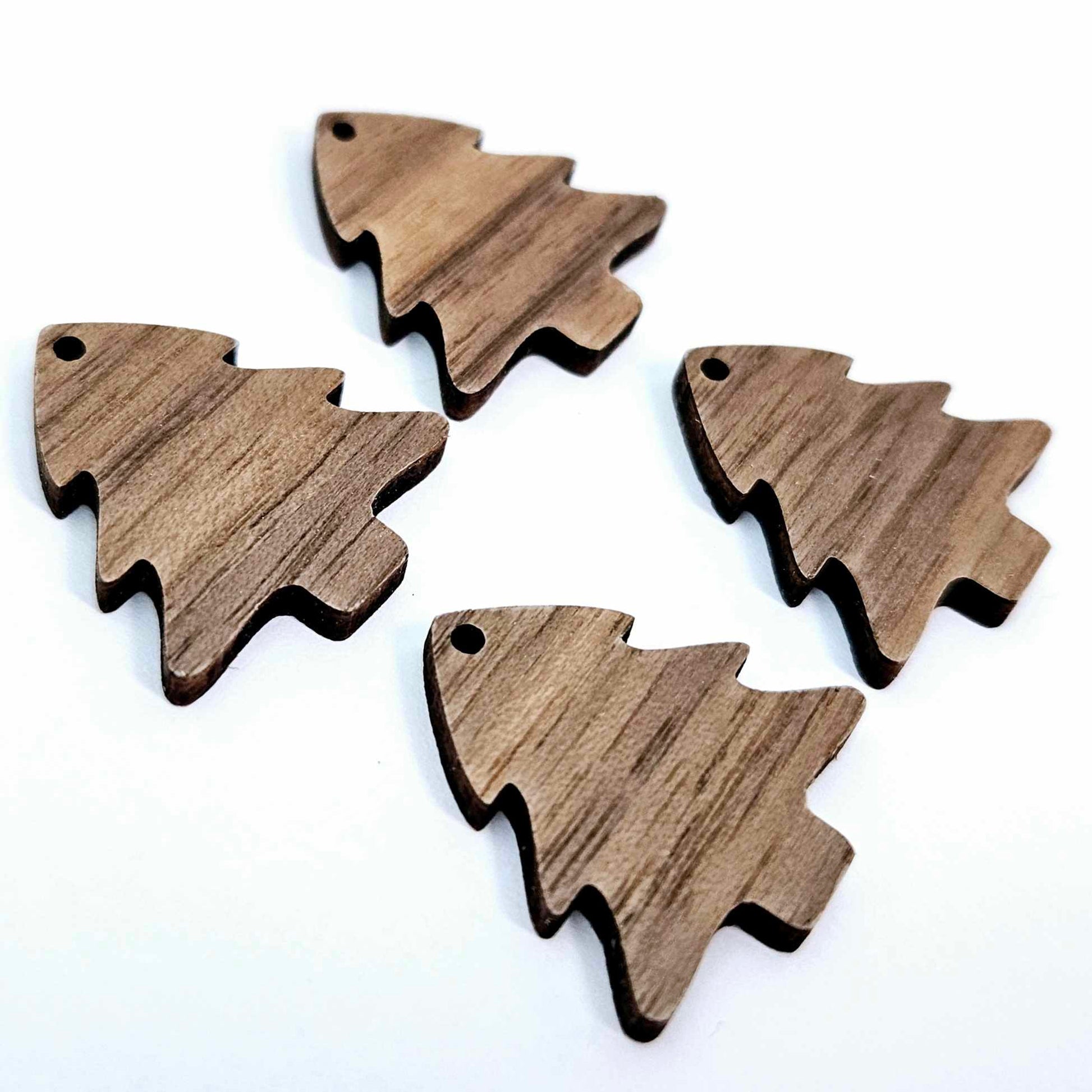walnut wood Christmas trees mini petite DIY earring supplies laser cut dangles blanks