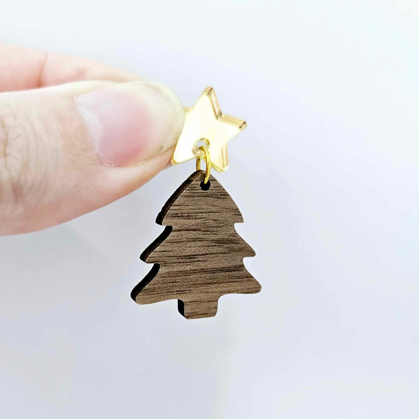 walnut wood Christmas trees mini petite DIY earring supplies laser cut dangles blanks