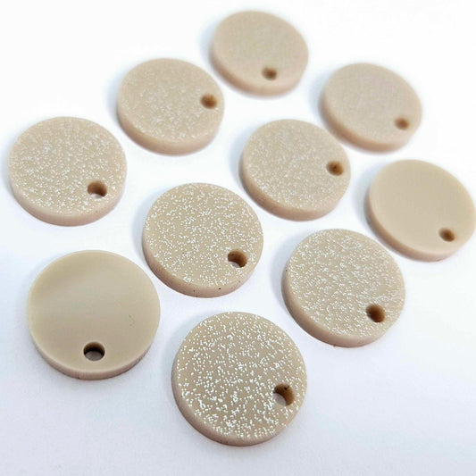 14mm beige silver fine glitter toppers studs circles DIY earring supplies laser cut acrylic blanks neutrals
