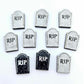 holographic black glitter RIP tombstone Halloween DIY earring supplies laser cut acrylic studs blanks engraved paint fill