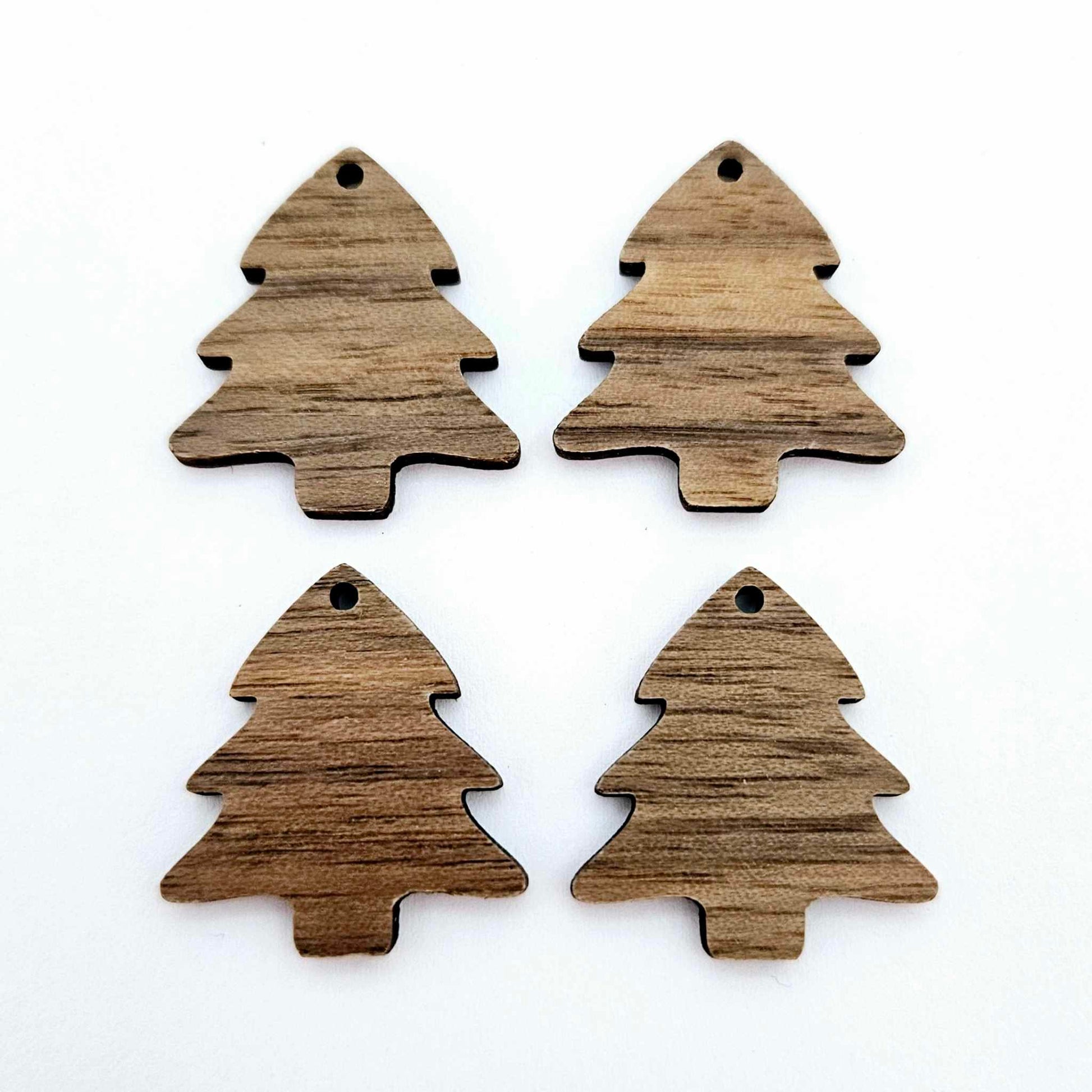 walnut wood Christmas trees mini petite DIY earring supplies laser cut dangles blanks