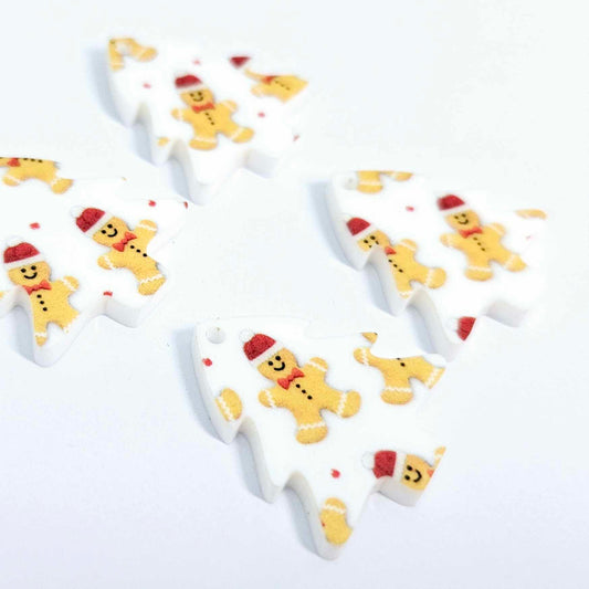 25mm white red gingerbread men UV print Christmas Xmas mini tree DIY earring supplies laser cut acrylic dangles blanks
