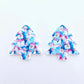 25mm pink blue winter snowman wonderland UV print Christmas Xmas mini tree DIY earring supplies laser cut acrylic dangles blanks