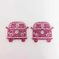 32mm hot pink glitter Kombi Vans DIY earring supplies laser cut acrylic dangles blanks engraved paint fill summer