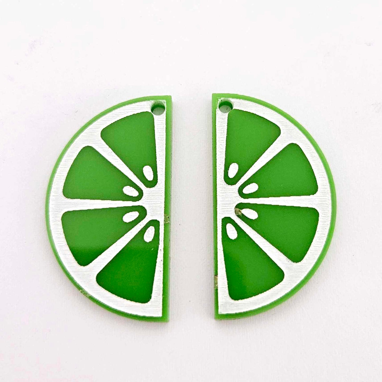 34mm lime green laser cut acrylic engraved lime slice earring dangles blanks craft supplies