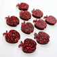 14mm RED GLITTER Acrylic APPLES