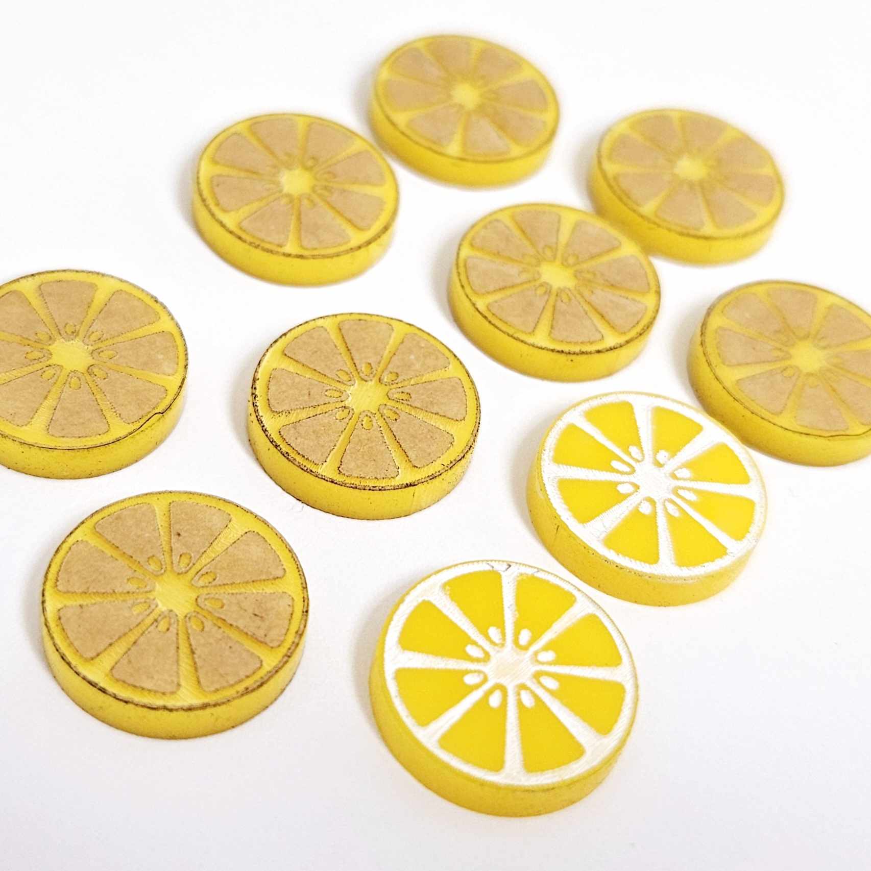 16mm yellow laser cut acrylic engraved lemon slice earring stud blanks DIY craft supplies paint fill fruit summer