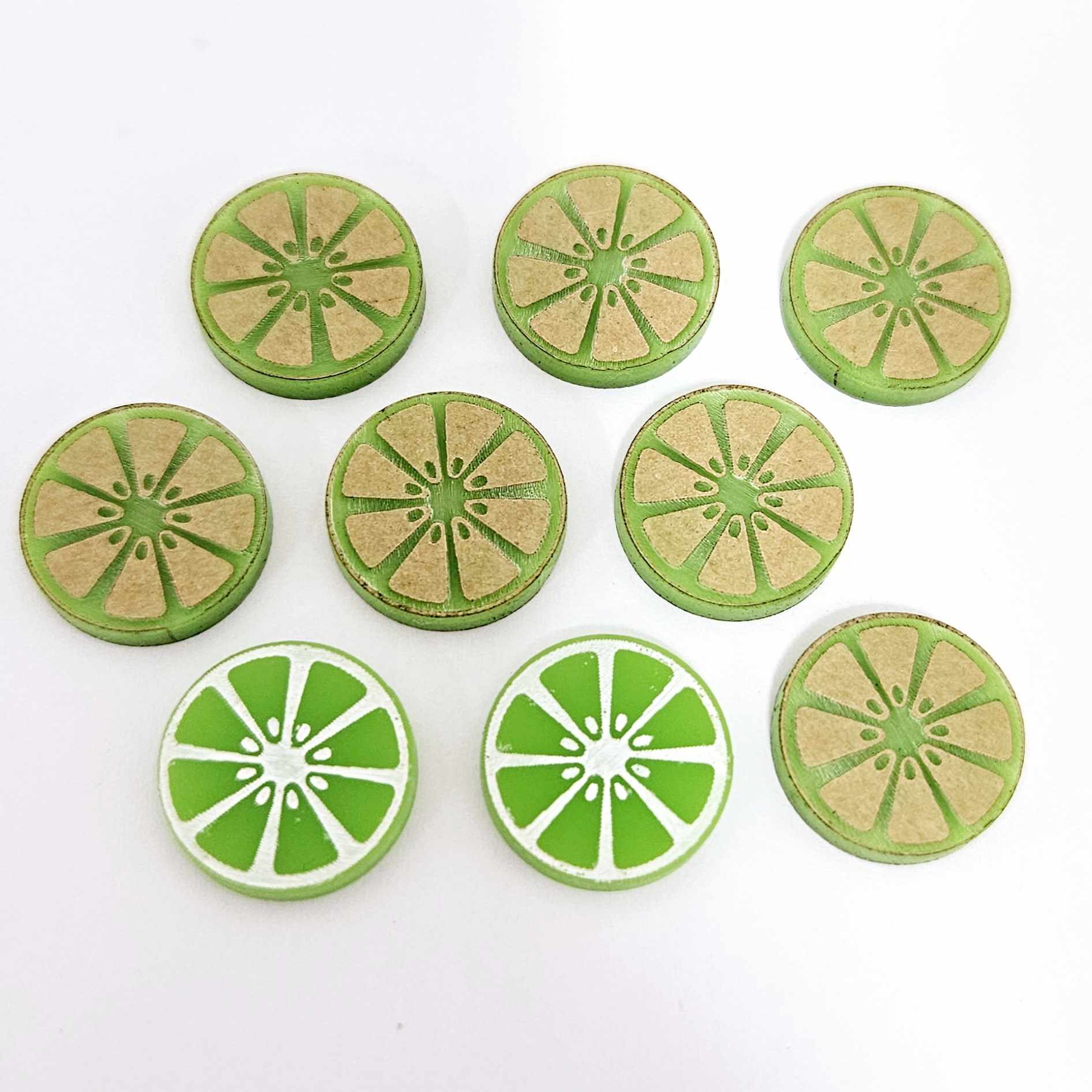 16mm lime green laser cut acrylic engraved lime slice earring stud blanks DIY craft supplies paint fill fruit summer
