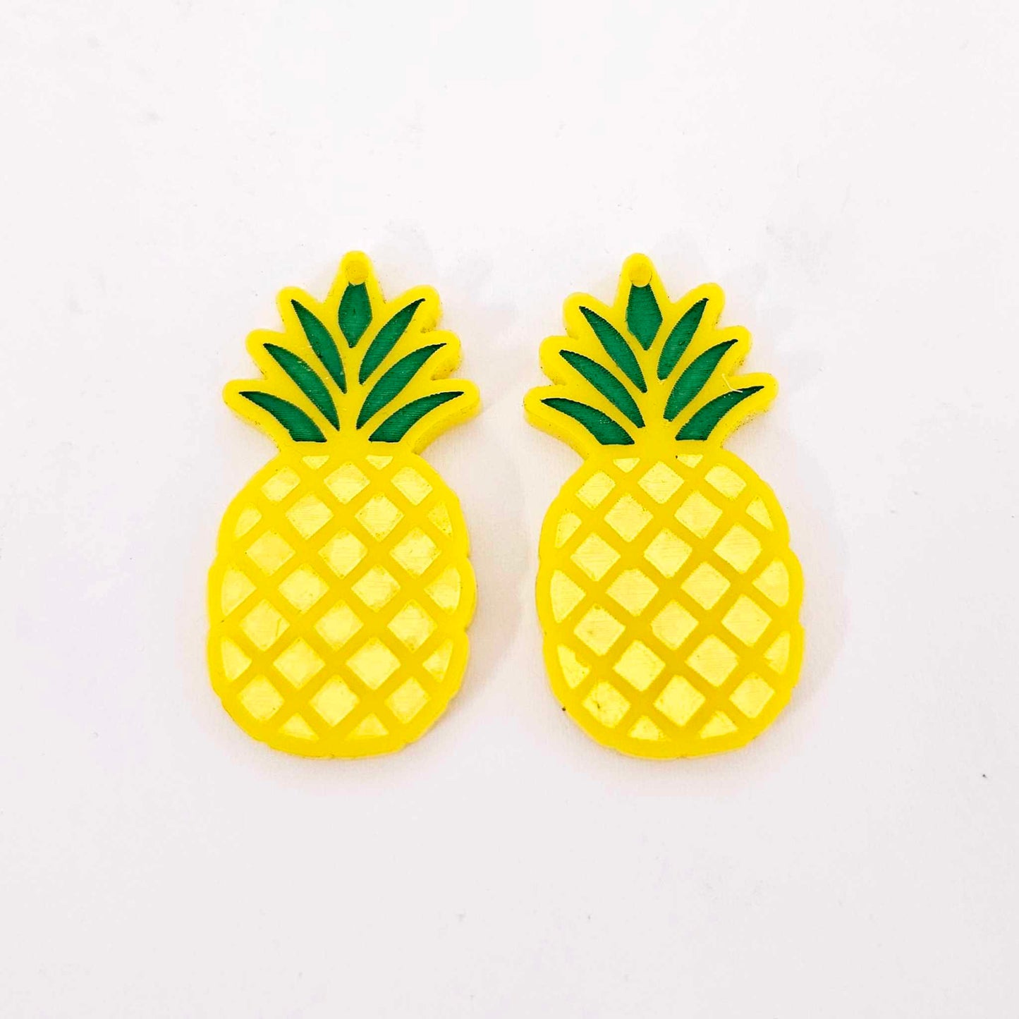 38mm yellow acrylic pineapple earring blanks laser cut engraved paint fill summer fruit DIY craft