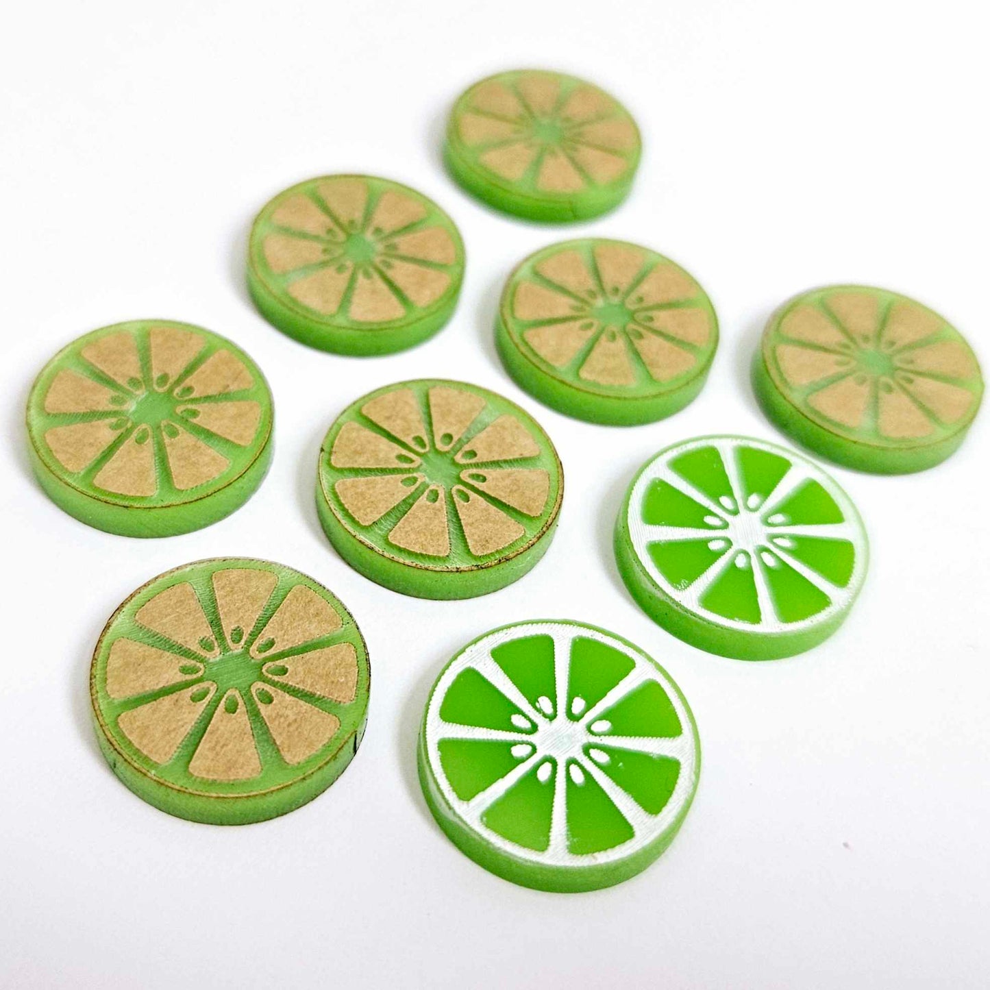 16mm lime green laser cut acrylic engraved lime slice earring stud blanks DIY craft supplies paint fill fruit summer