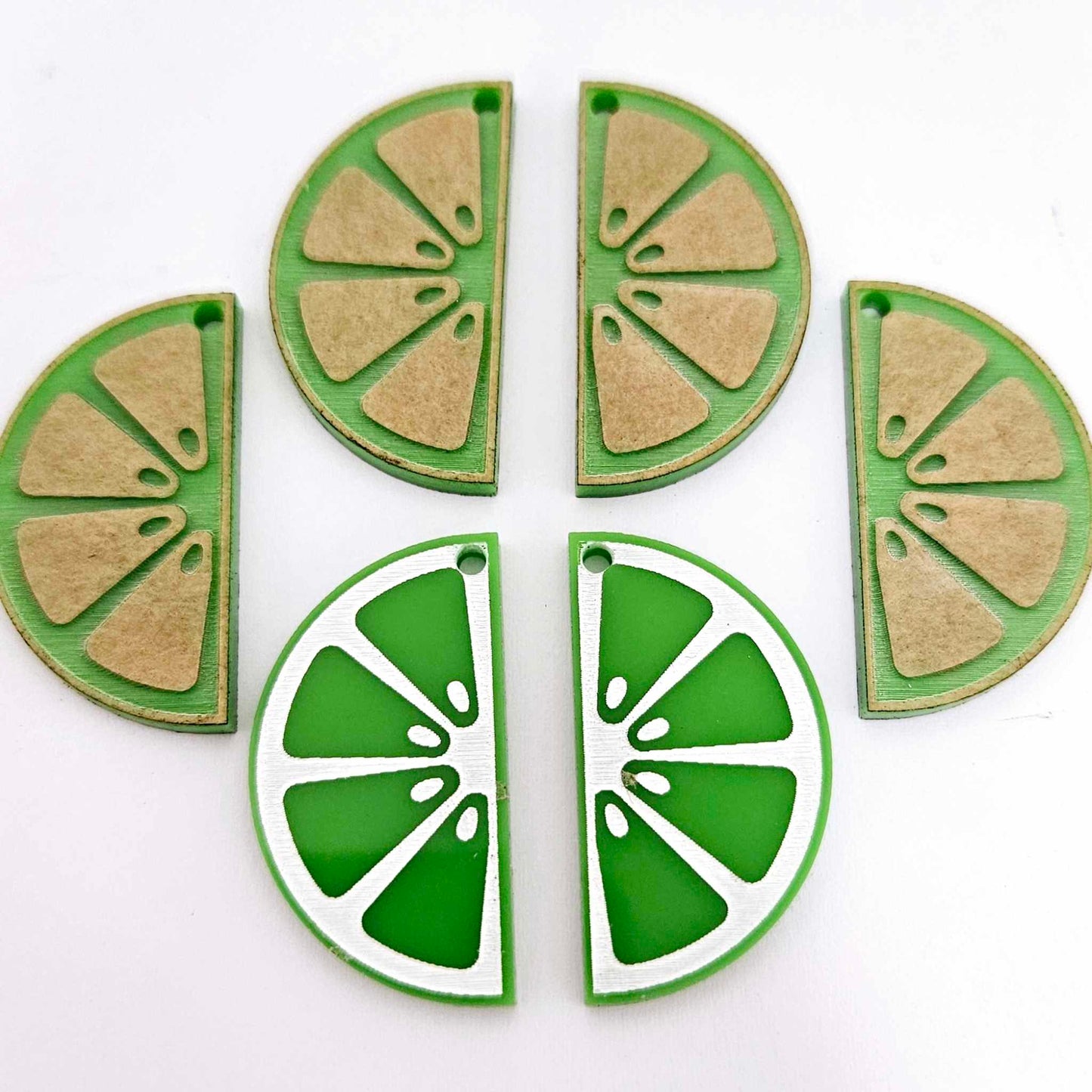 34mm lime green laser cut acrylic engraved lime slice earring dangles blanks craft supplies