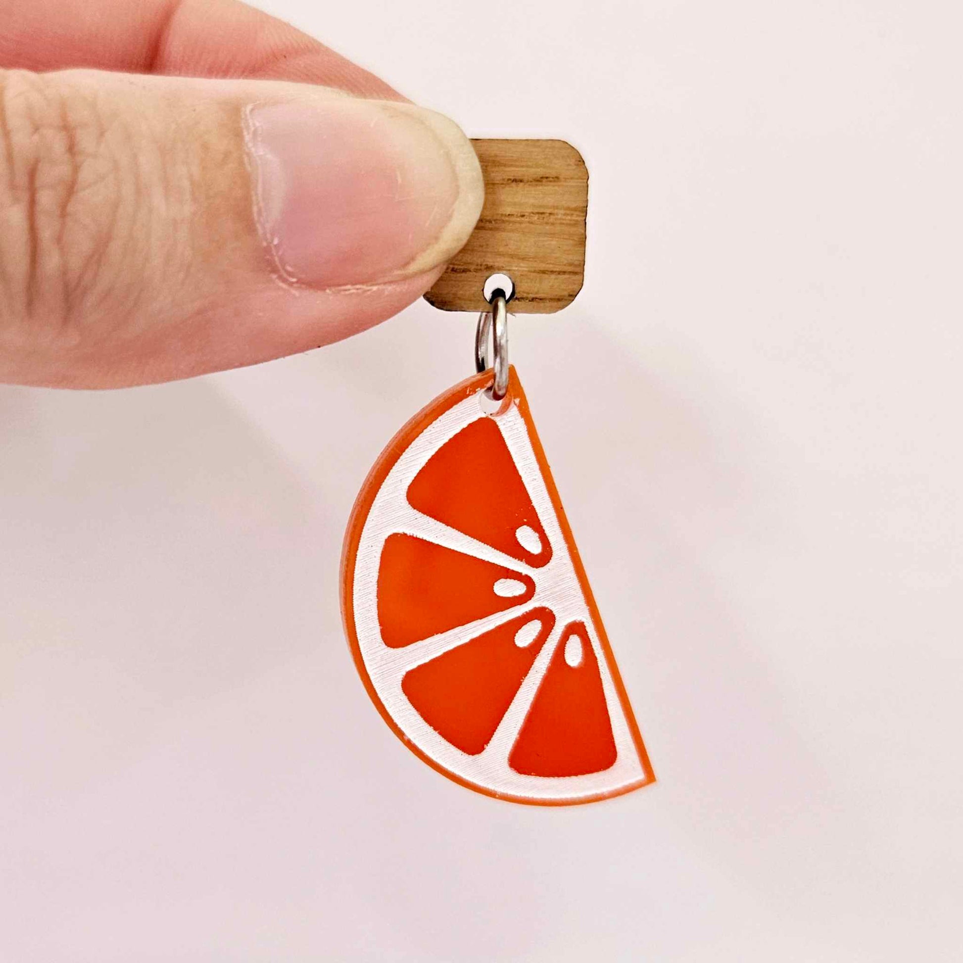 34mm orange laser cut acrylic engraved orange slice earring dangles blanks craft supplies summer fruit