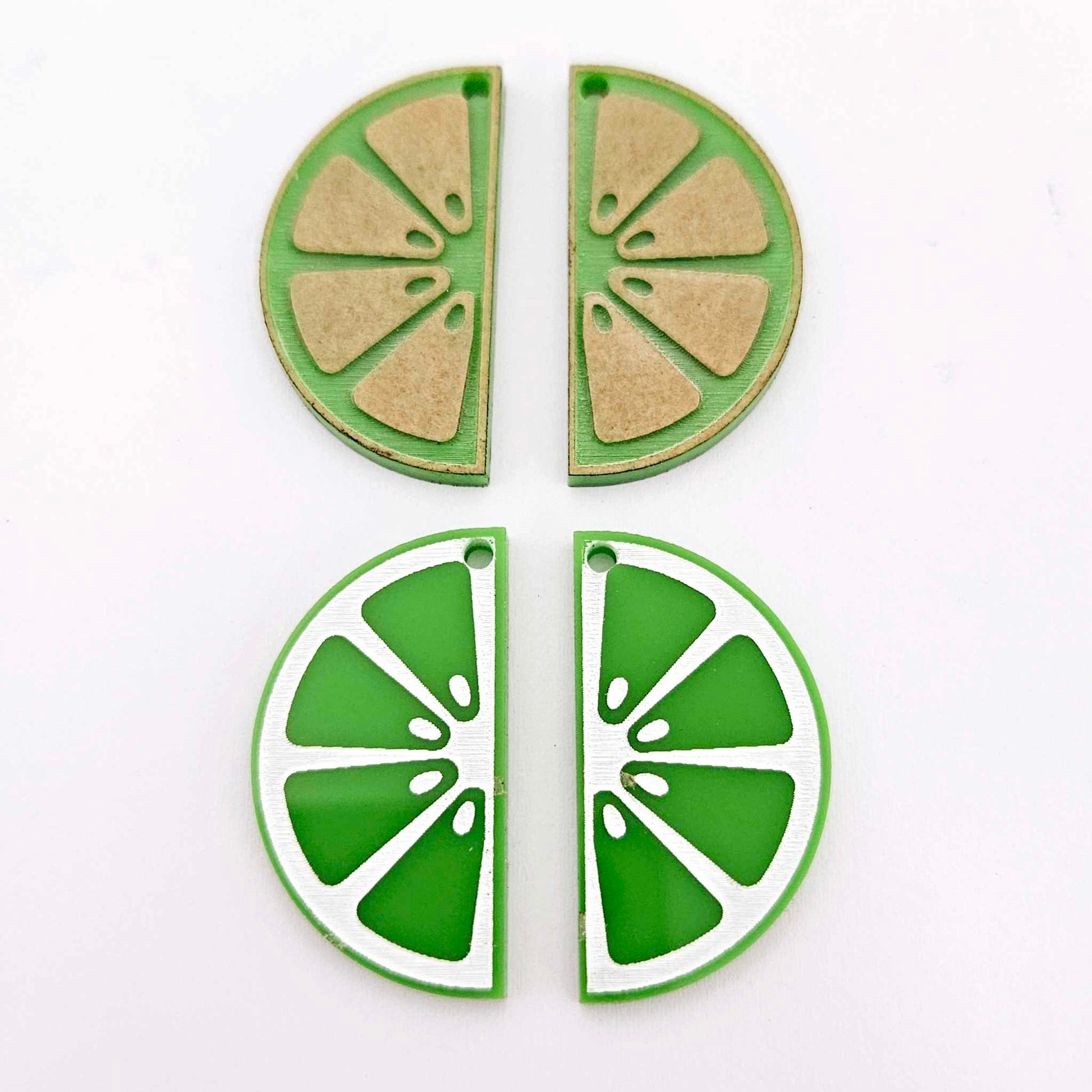 34mm lime green laser cut acrylic engraved lime slice earring dangles blanks craft supplies
