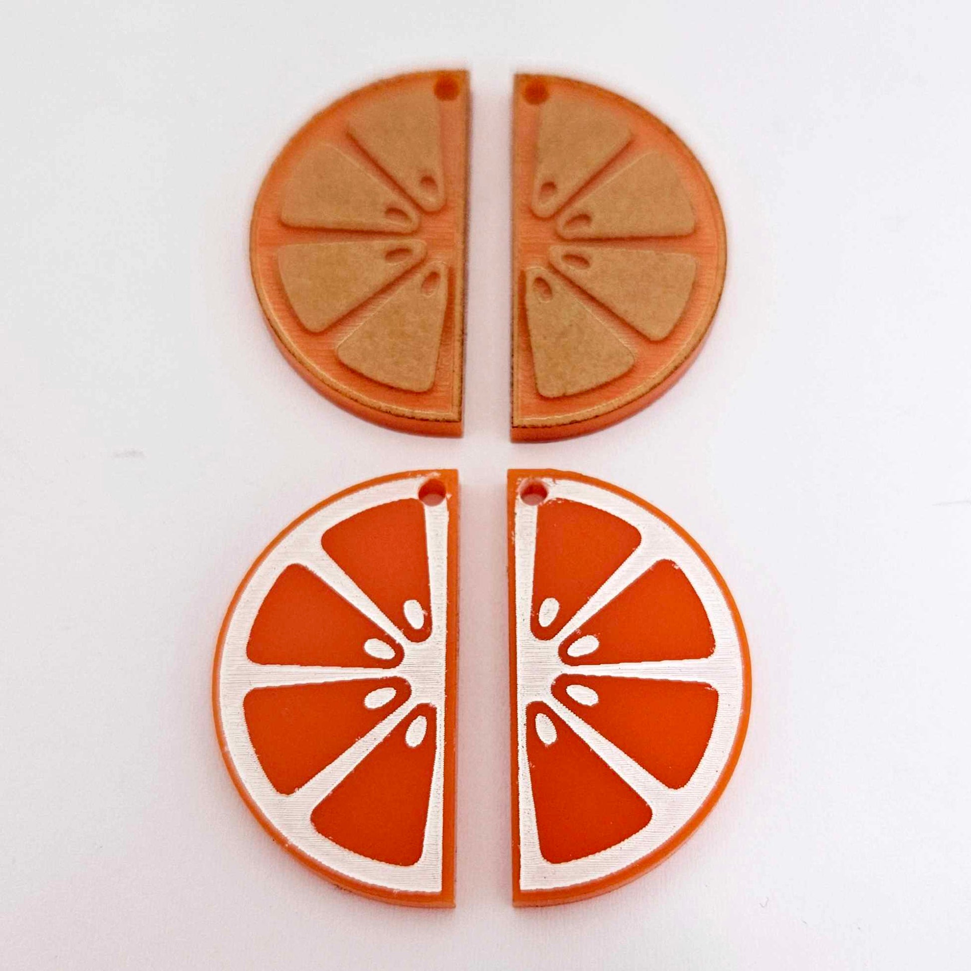 34mm orange laser cut acrylic engraved orange slice earring dangles blanks craft supplies summer fruit