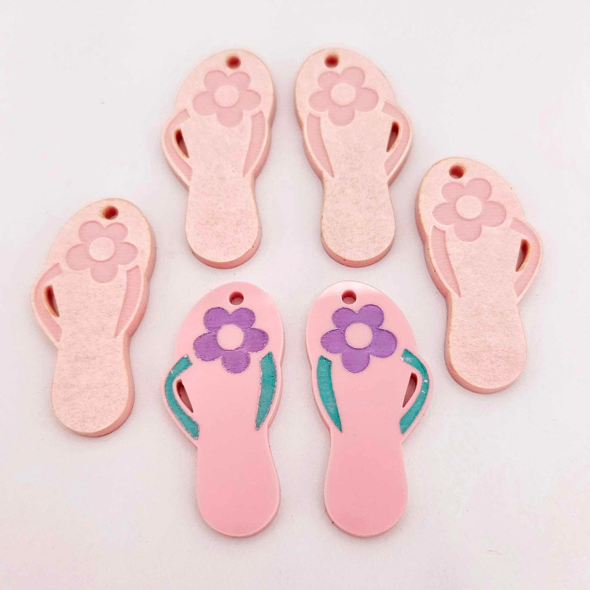 38mm pastel pink thongs flip flops DIY earring supplies laser cut acrylic dangles blanks summer Australia