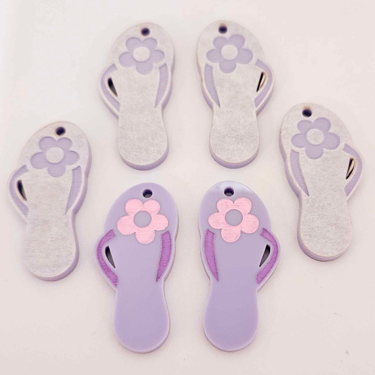 38mm pastel purple thongs flip flops DIY earring supplies laser cut acrylic dangles blanks summer Australia
