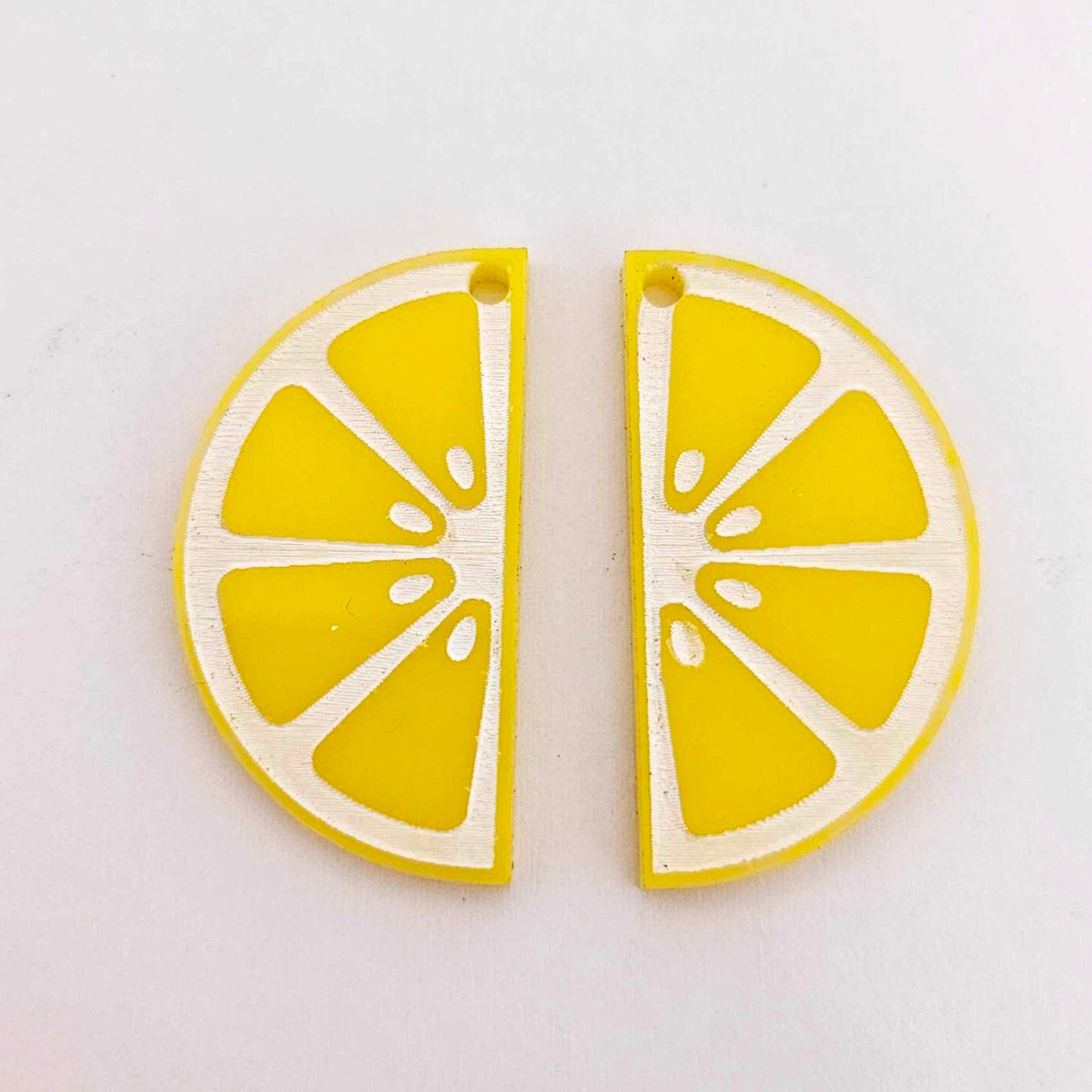 34mm yellow laser cut acrylic engraved lemon slice earring dangles blanks craft supplies