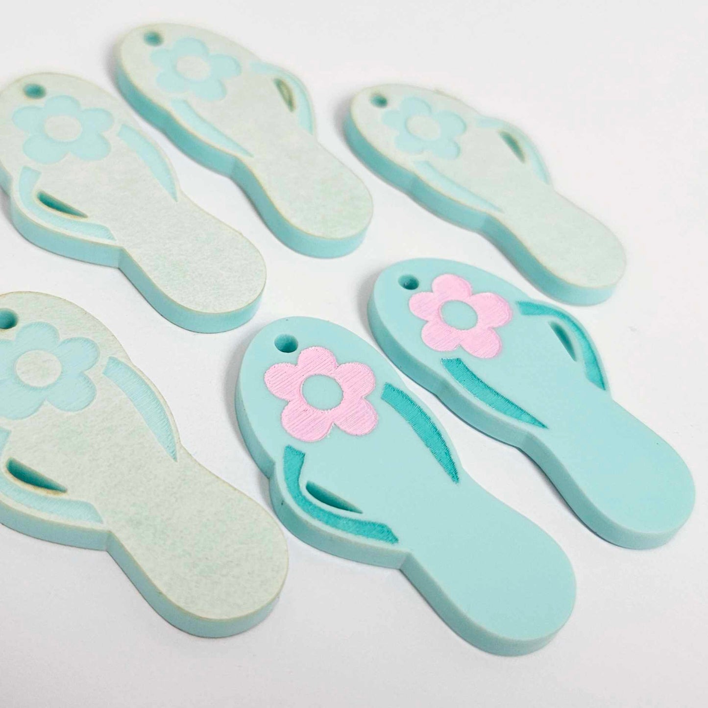 38mm pastel aqua thongs flip flops DIY earring supplies laser cut acrylic dangles blanks summer Australia