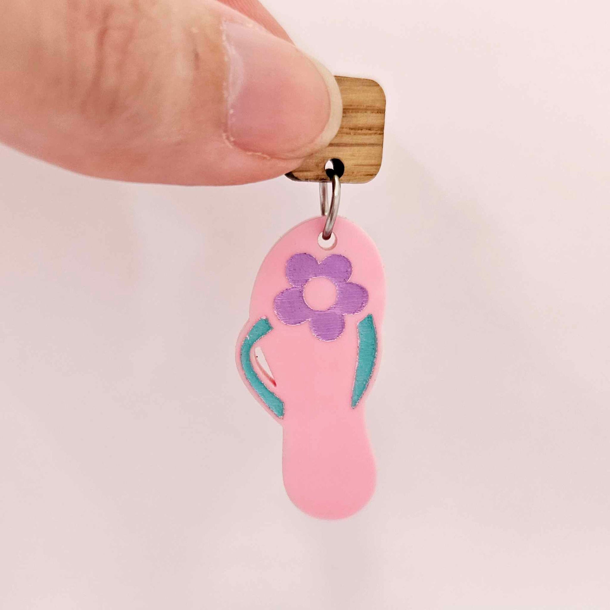 38mm pastel pink thongs flip flops DIY earring supplies laser cut acrylic dangles blanks summer Australia