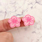 20mm pastel pink acrylic hibiscus flower DIY earring supplies laser cut studs earring blanks engraved paint fill summer island vibes