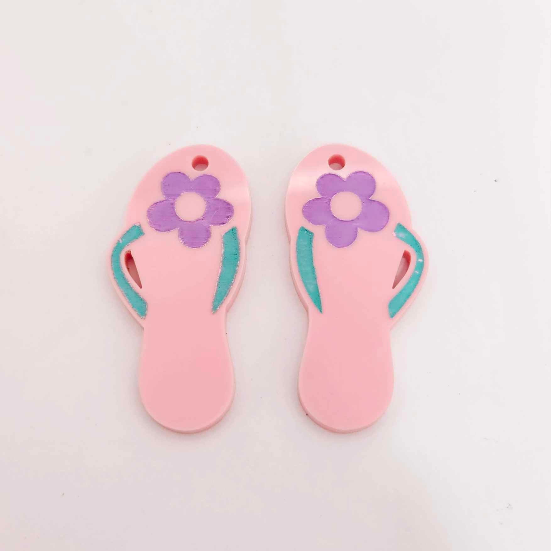 38mm pastel pink thongs flip flops DIY earring supplies laser cut acrylic dangles blanks summer Australia
