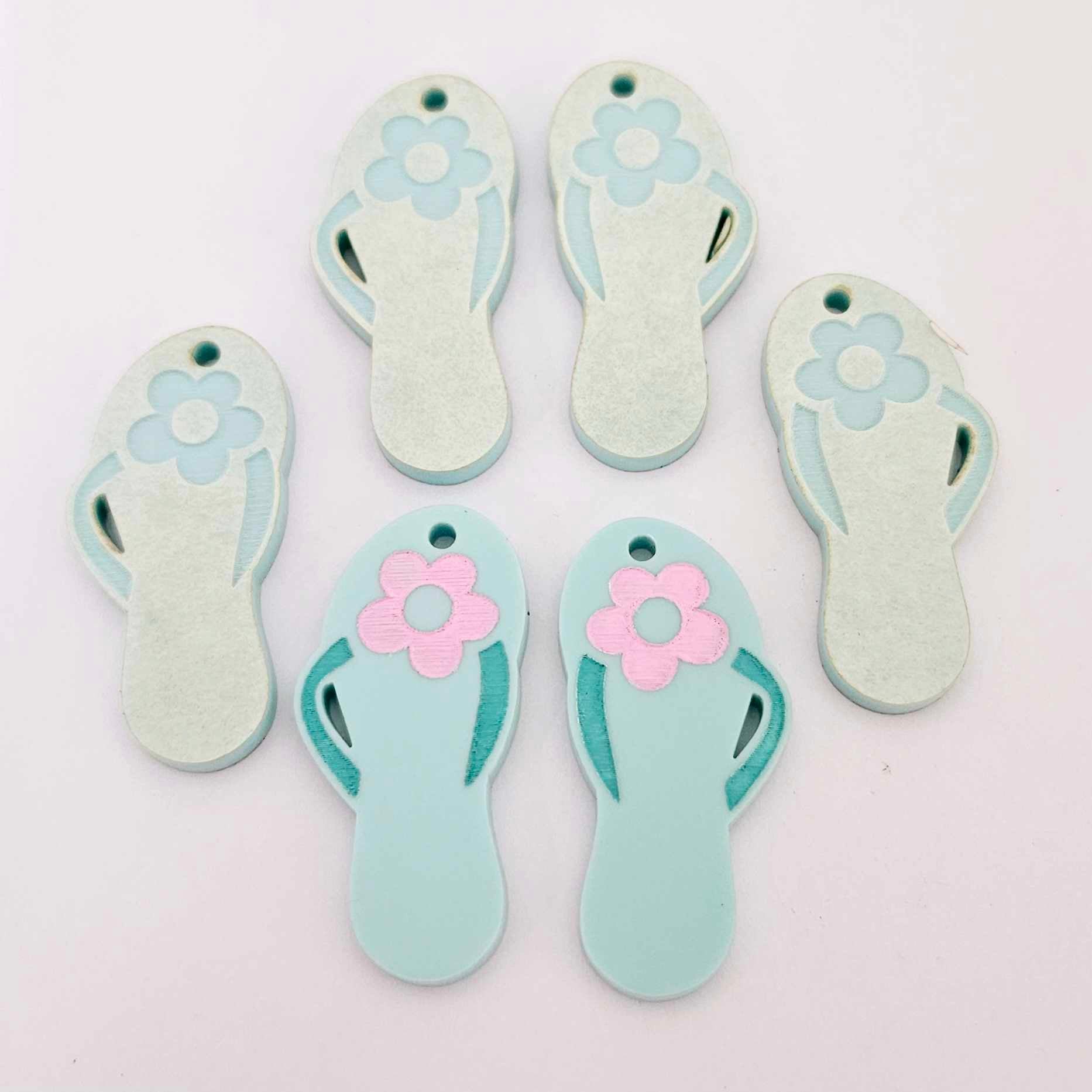 38mm pastel aqua thongs flip flops DIY earring supplies laser cut acrylic dangles blanks summer Australia