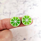 16mm lime green laser cut acrylic engraved lime slice earring stud blanks DIY craft supplies paint fill fruit summer