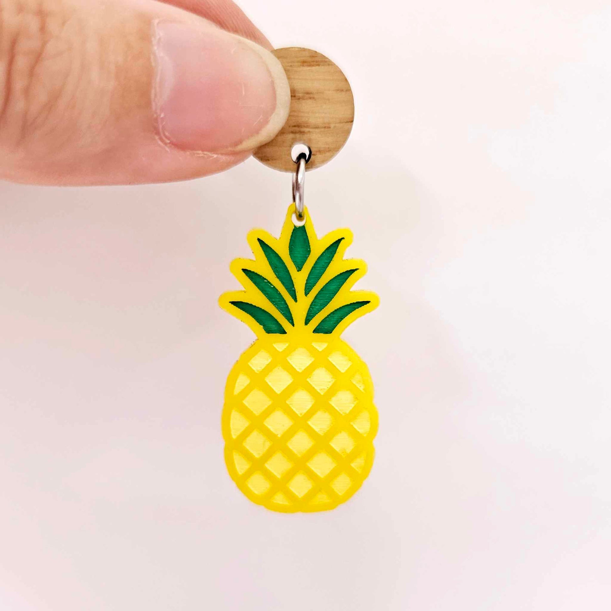 38mm yellow acrylic pineapple earring blanks laser cut engraved paint fill summer fruit DIY craft
