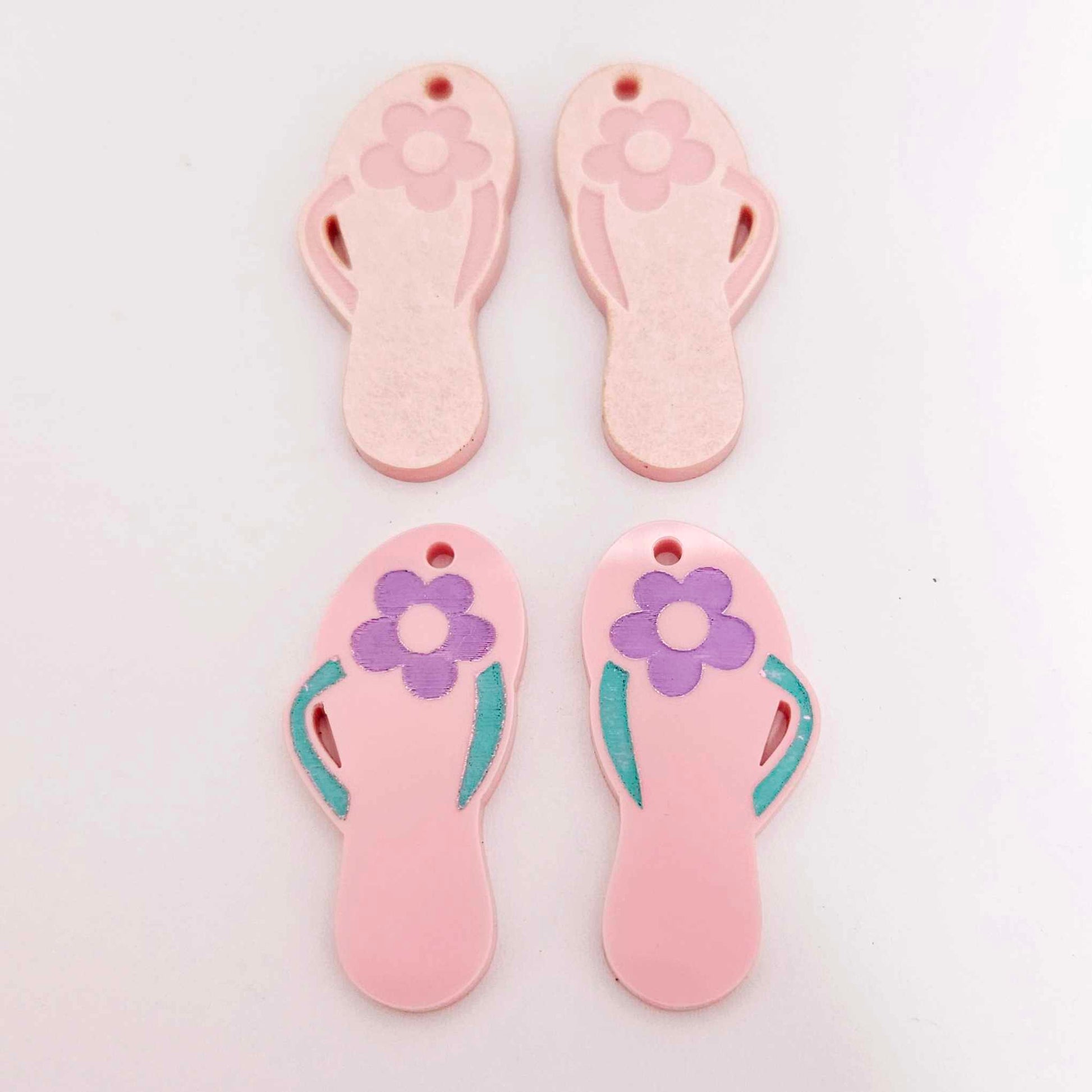 38mm pastel pink thongs flip flops DIY earring supplies laser cut acrylic dangles blanks summer Australia