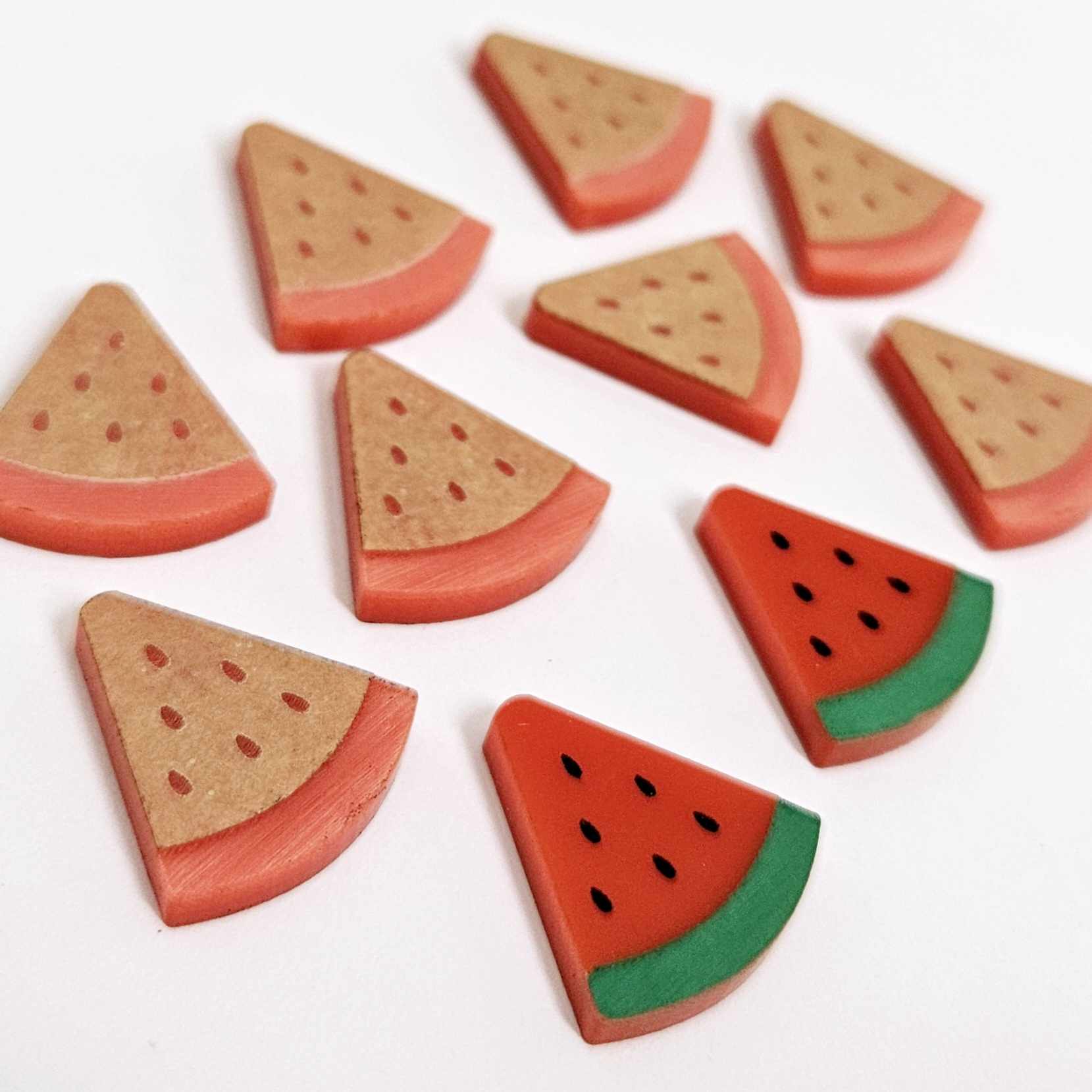 18mm red acrylic watermelon fruit DIY earring laser cut blanks studs summer engraved paint fill