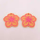 32mm pastel orange acrylic hibiscus flower DIY earring supplies laser cut dangles earring blanks engraved paint fill summer island vibes