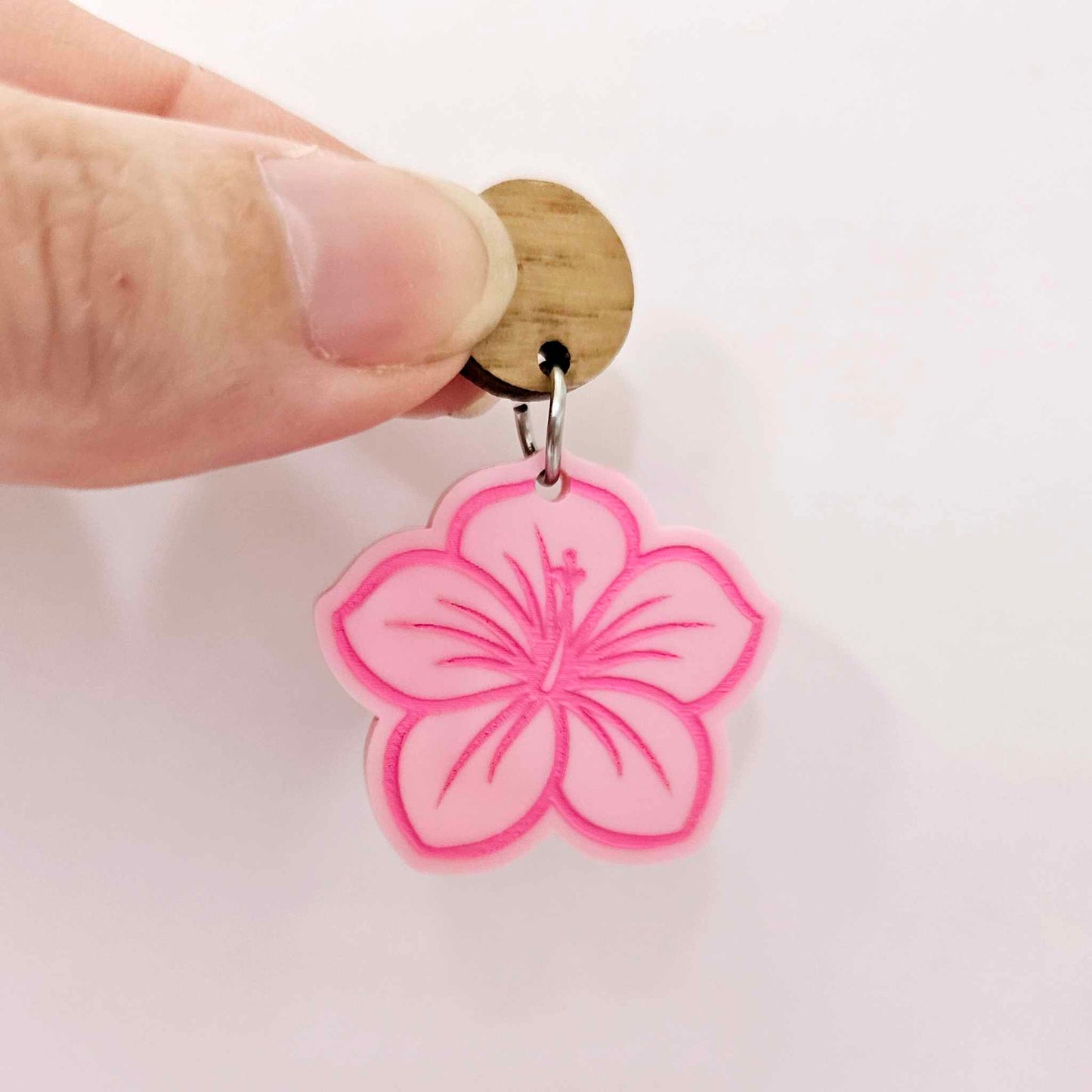 32mm pastel pink acrylic hibiscus flower DIY earring supplies laser cut dangles earring blanks engraved paint fill summer island vibes