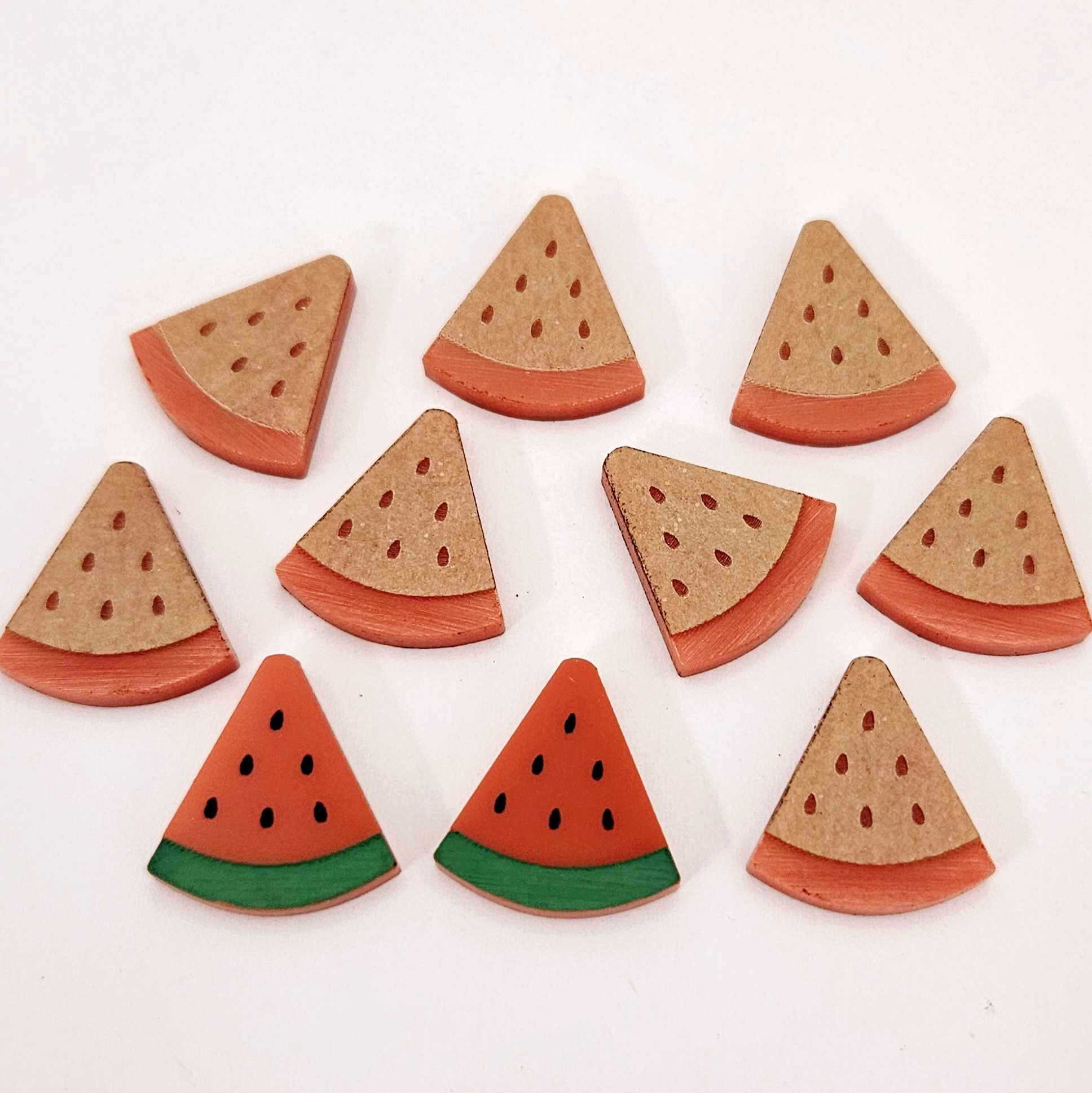 18mm red acrylic watermelon fruit DIY earring laser cut blanks studs summer engraved paint fill